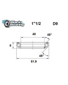 Black Bearing Steuersatzlager (40x51.9x8mm | 45 /45)
