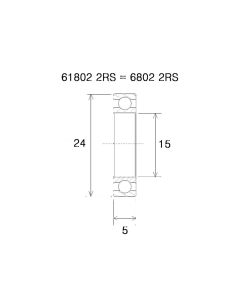 Black Bearing B5 Lager (15x24x5mm)