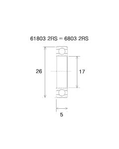 Black Bearing B5 Lager (17x26x5mm)