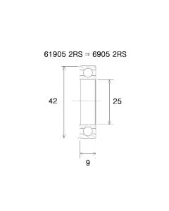 Black Bearing B5 Lager (25x42x9mm)