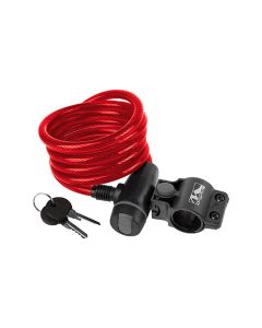 Messingschlager Spiralkabelschloss (180cm | ø10mm | Clip-On Halter | rot)