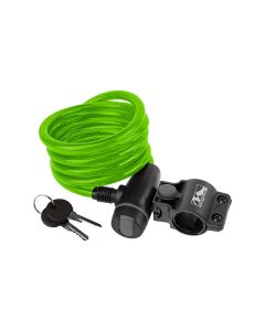 Messingschlager Spiralkabelschloss (180cm | ø10mm | Clip-On Halter | grün)