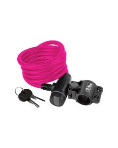 Messingschlager Spiralkabelschloss (180cm | ø10mm | Clip-On Halter | pink)