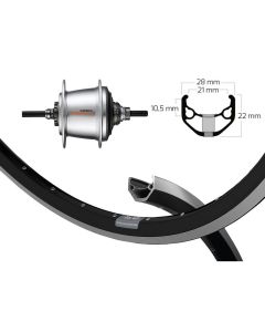 XLC Hinterrad 26x1.75 Freilauf-Nabe Shimano 7f 36Loch (Ryde ZAC 421 | schwarze 2.0 / 2.34 Speichen)