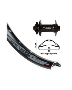 XLC Vorderrrad 27.5" 6-Loch-Scheibe (TA 15 110mm (Rodi TRYP35 DISK | schwarze Speichen | 32L)