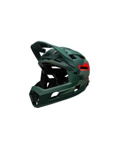 Bell Super Air R Spherical Fahrradhelm (matt / gloss infrarot / grün)