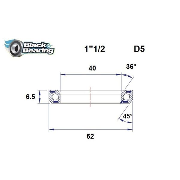 Black Bearing Steuersatzlager (40x52x6.5mm | 36 /45)
