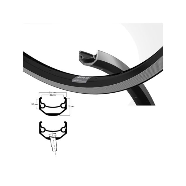 Ryde Andra 40 Fahrradfelge (36 Loch | 25-406 | schwarz)