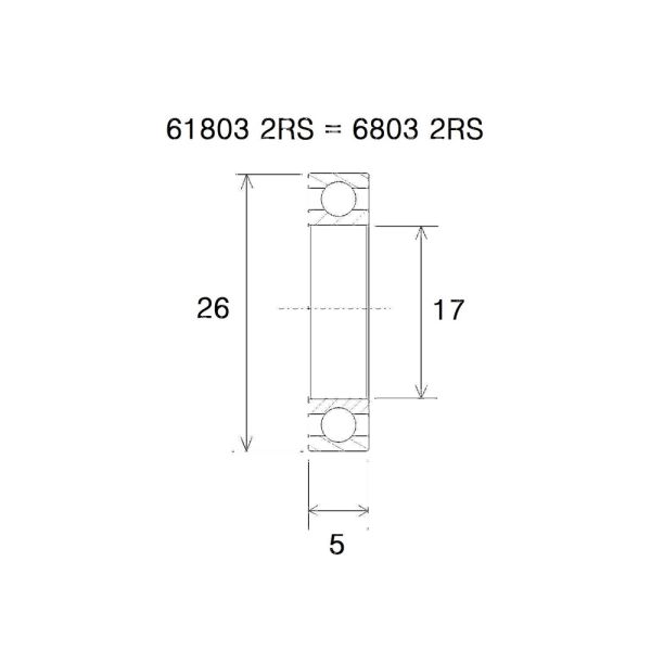 Black Bearing B5 Lager (17x26x5mm)