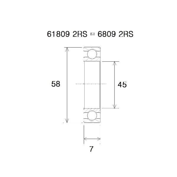 Black Bearing B5 Lager (45x58x7mm)