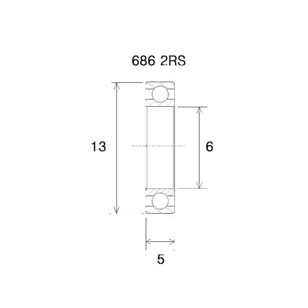 Black Bearing B5 Lager (6x13x5mm)