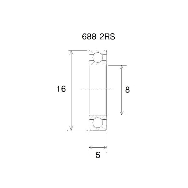 Black Bearing B5 Lager (8x16x5mm)