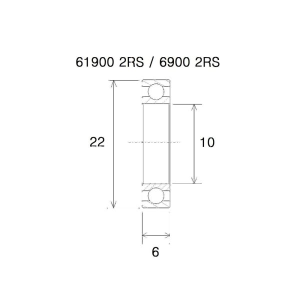 Black Bearing B5 Lager (10x22x6mm)