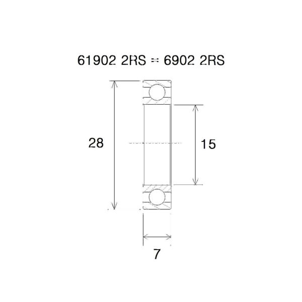Black Bearing B5 Lager (15x28x7mm)