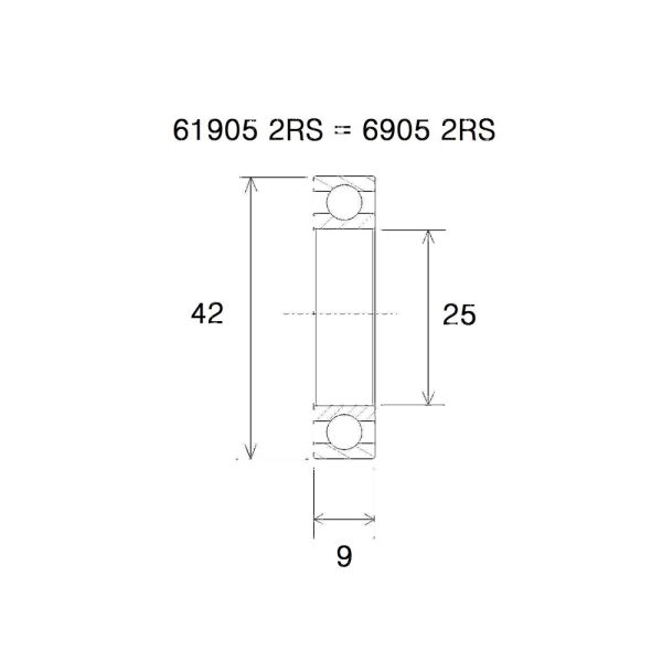 Black Bearing B5 Lager (25x42x9mm)