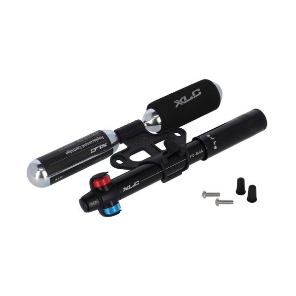 XLC PU-M06 Mini CO2 Fahrradpumpe (schwarz | inkl. 2 x 25g Patronen | DV / SV / AV)