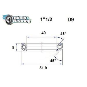 Black Bearing Steuersatzlager (40x51.9x8mm | 45 /45)
