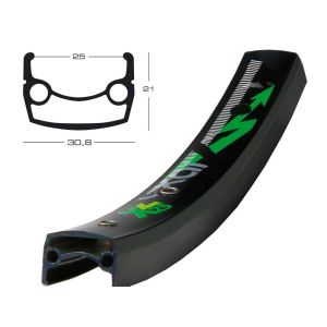 Exal XL 25 Disc Fahrradfelge (26" | schwarz | 36 Loch | 559-25 | VL 8 | 5mm)