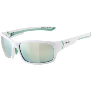 Alpina Lyron S Sonnenbrille (weiß / pistachio | Gläser emerald verspiegelt)