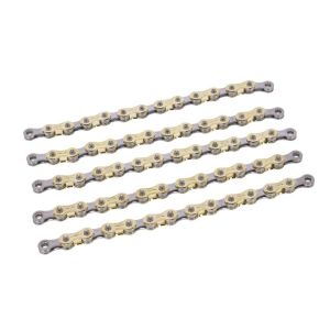 XLC CC-C05 Fahrradkette (1/2 x 11/128 | 118 Glieder | 11-fach | gold/silber)
