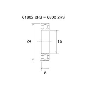 Black Bearing B5 Lager (15x24x5mm)