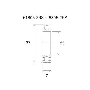 Black Bearing B5 Lager (25x37x7mm)