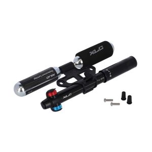 XLC PU-M06 Mini CO2 Fahrradpumpe (schwarz | inkl. 2 x 25g Patronen | DV / SV / AV)