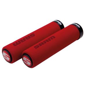 Sram Locking Fahrradgriffe (rot | 129mm | mit Klemme schwarz | inkl. Endstopfen)