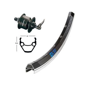 Bike-Parts Vorderrad 26x1.75 Nabendynamo 3N72 SSP 36L Exal ZX 19 (sw)