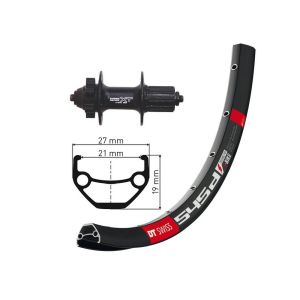 XLC Hinterrad 26x1.90" DeoreXT 6L Disc SSP 36Loch (DT Swiss 545 Disc | schwarze Speichen)