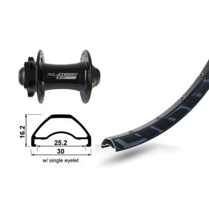 XLC Vorderrrad 27.5" 6-Loch (TA 15 32Loch 100mm (Rodi Ready 25 DISK | schwarze Speichen)