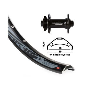 XLC Vorderrrad 27.5" 6-Loch-Scheibe (TA 15 110mm (Rodi TRYP35 DISK | schwarze Speichen | 32L)