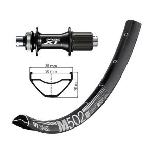 XLC Hinterrad 27.5" Deore XT (TA 12 / 148mm (DTSwiss M502 Disk | schwarze Speichen 32L)