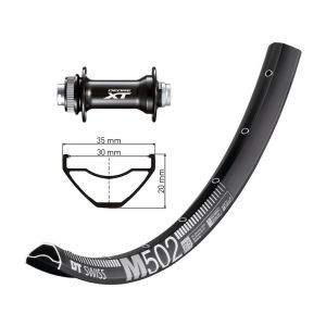 XLC Vorderrrad 29" Deore XT TA 15 110mm (DTSwiss M502 Disk | schwarze Speichen 32L)