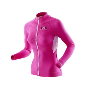 X-Bionic The Trick Full Zip Langarm Fahrradtrikot Damen (pink / weiß)